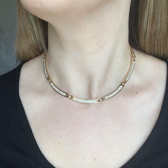 Christian Dior Винтаж 1980 Rhinestone Necklace КРИСТИАН ДИОР ожерелье