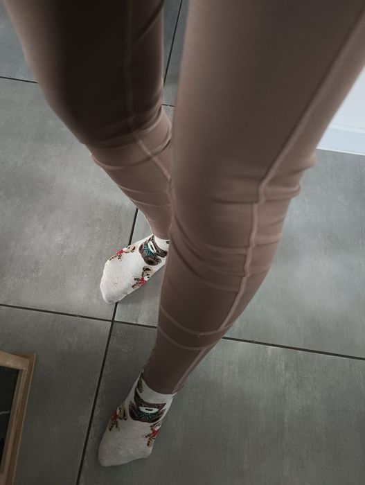 Legginsy brązowe beżowe