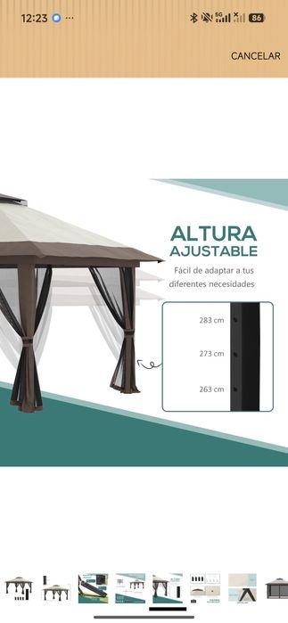 NOVO - Tenda Dobrável 4x4mts cor bege/castanho