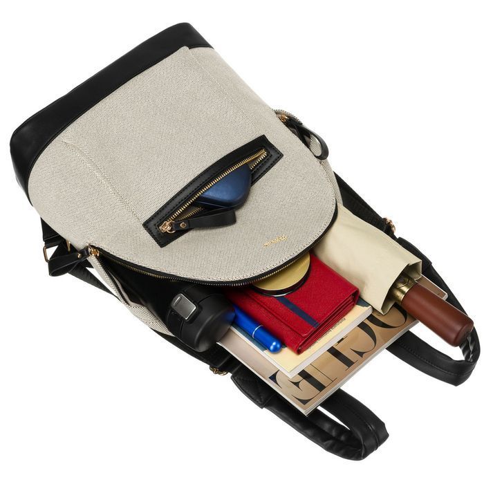 Plecak Damski PETERSON Miejski Skóra Tkanina PTN CAN-05 Beżowo-Czarny