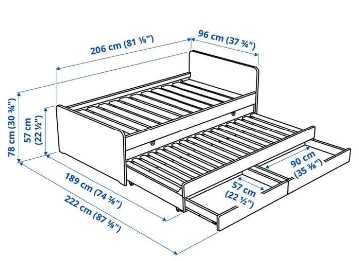 Cama de solteiro com gavetão e arrumação IKEA