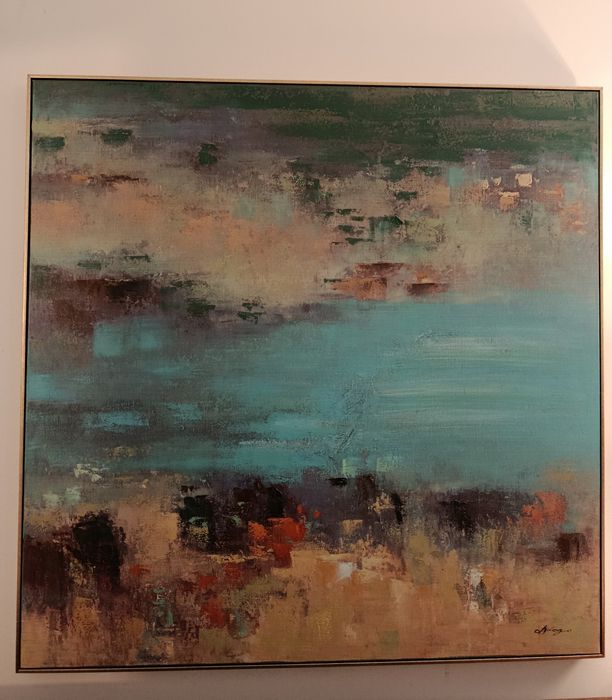 Quadro da loja AREA, em tons de azul.