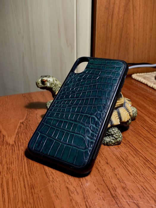 Чохол Kartell шкіряний під крокодила iPhone X темно-зелений