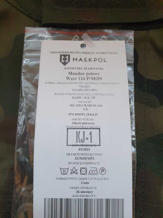 Mundur polowy wzór 124 P/MON L/L Nowy