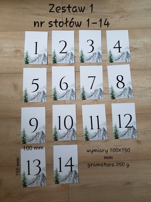 Numery stołów na wesele góry