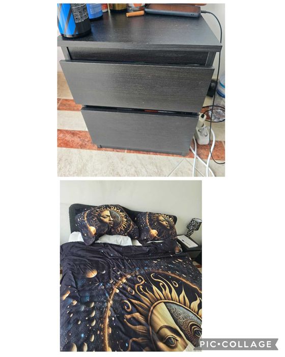 Cama com criado e colchao