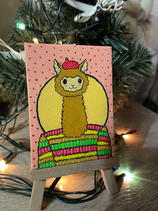 Мини картина Мистер Альпака + мольберт