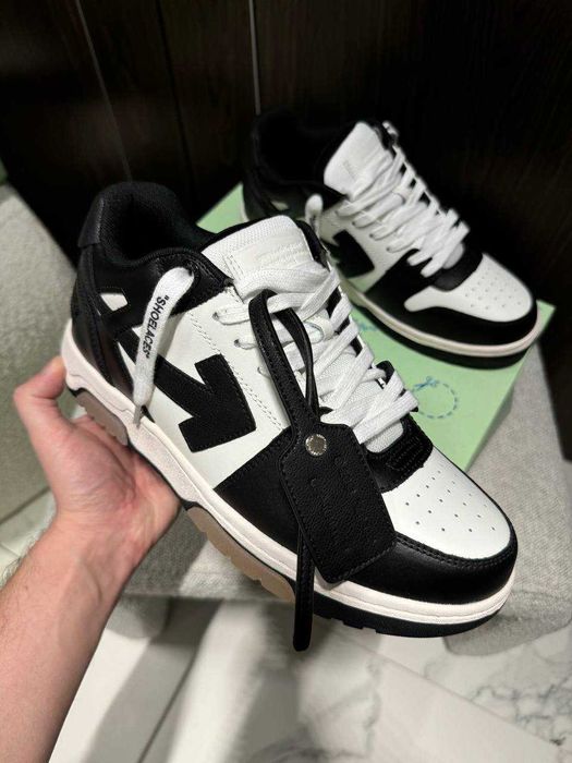 Кеди Off-White Out of Office Black White / кеди Офф-Вайт чорно-білі