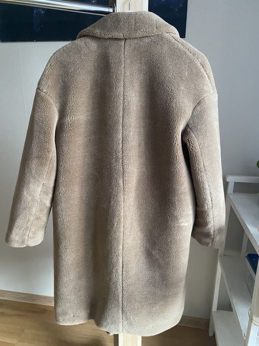 Płaszcz brązowy zara futro baranek kożuch XS