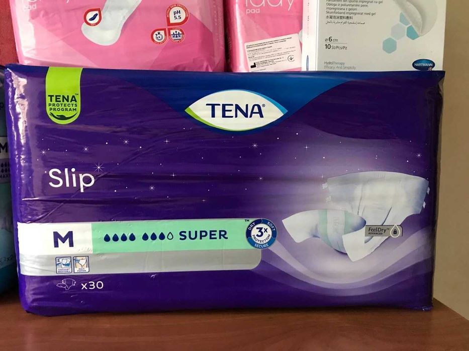 Підгузки TENA Slip Super / Maxi М + засоби догляду від Hartmann (Німеччина)