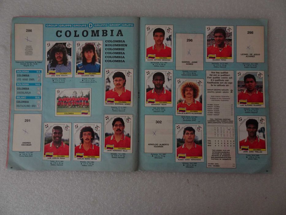 Caderneta de cromos Itália 90 - Panini (tem 301 cromos)