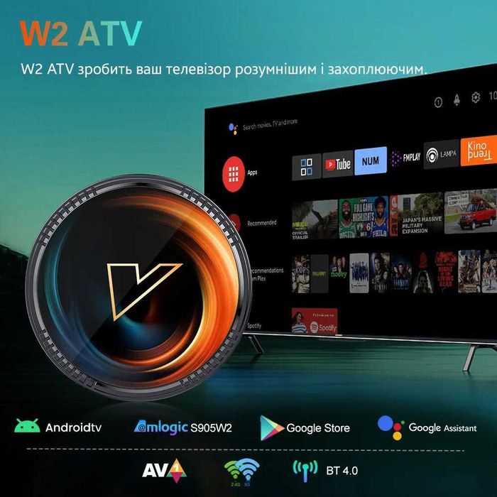 НАЛАШТОВАНА тв приставка Vontar  W2 ATV / tv box / Android tv