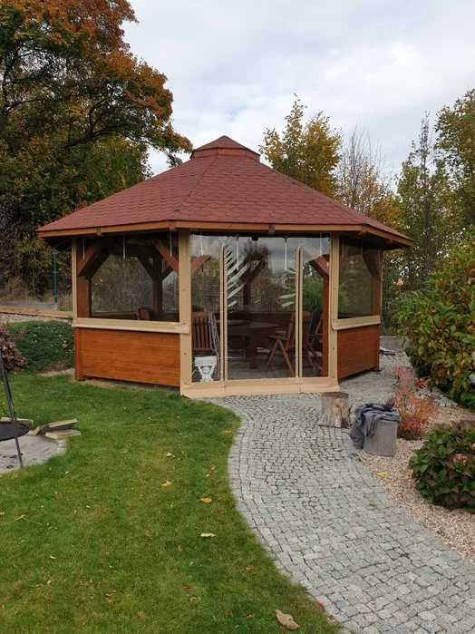 Zabudowy tarasu, plandeki, altany, folie tarasowe.