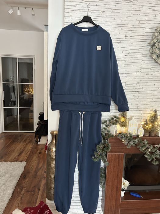 Dres ocieplany komplet dresowy damski bawełniany szary M L XL 2XL