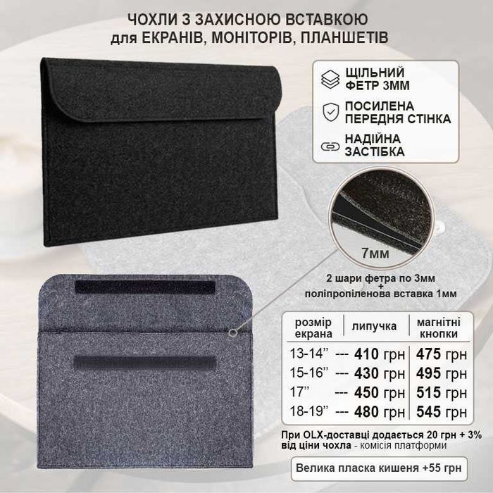 Чохол сумка папка для ноутбука, екрана 11-19'' Acer Asus Mac Lenovo тощо