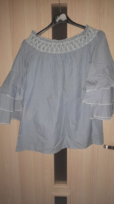 Hiszpanka falbanka bluzka niebieska