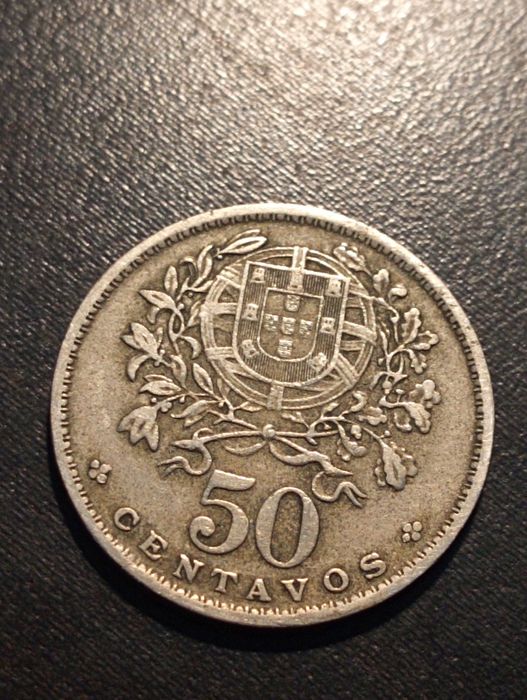 50  centavos  -Alpaca-  Republica Portuguesa - Portugal 1955	Soberba