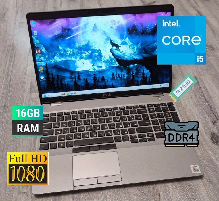 Мощний ноутбук Core i5-10th/Windows 11/16/256GB SSD NVMe/FullHD IPS/Type-C/ноутбук для навчання роботи/купити бу ноутбук
