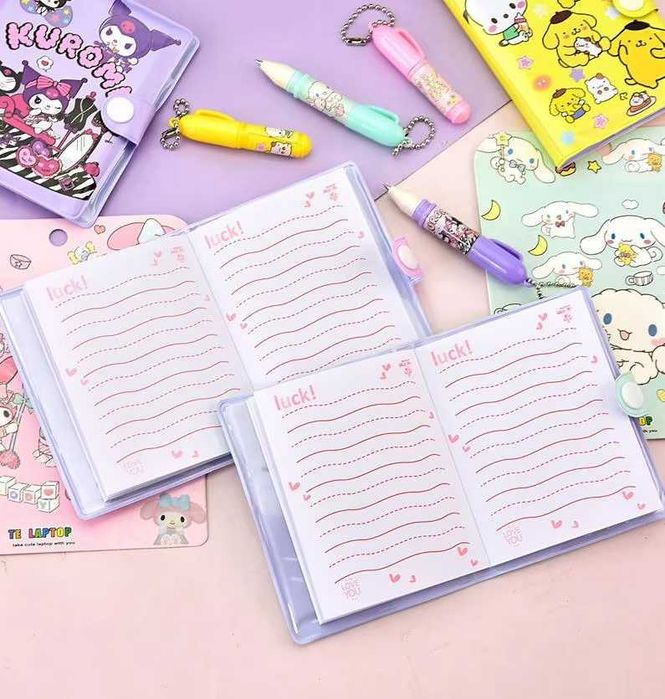 Kuromi piękny notes + długopis z Motywem Sanrio Hello Kitty Kawaii