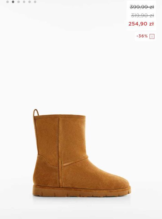 Skórzane buty zimowe na kożuszku Mango r.37