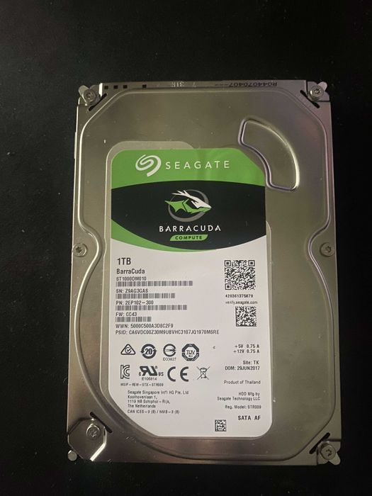 Disco Rígido Interno Seagate BarraCuda 1TB 3.5" – Como Novo