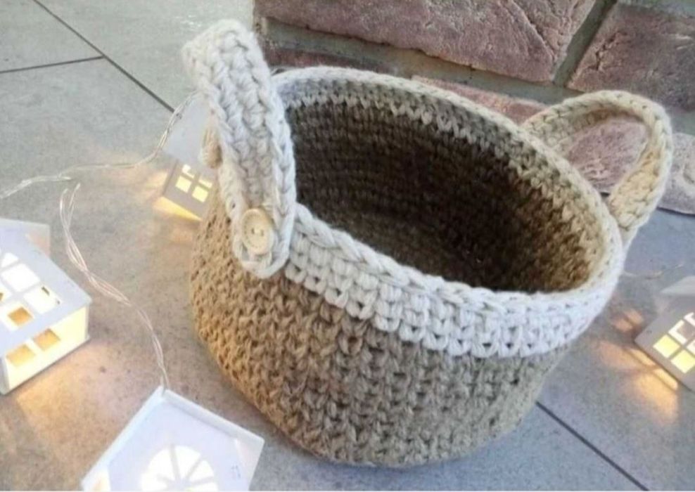 В'язана корзинка, кошик з джута, органайзер