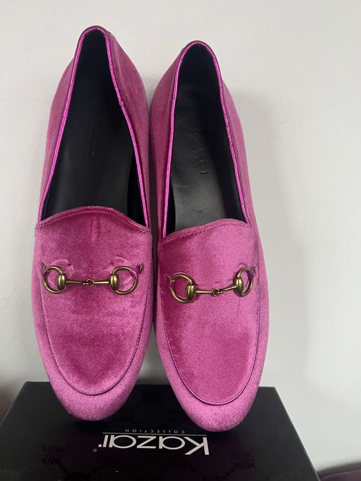 GUCCI welurowe mokasyny 39 nowe różowe