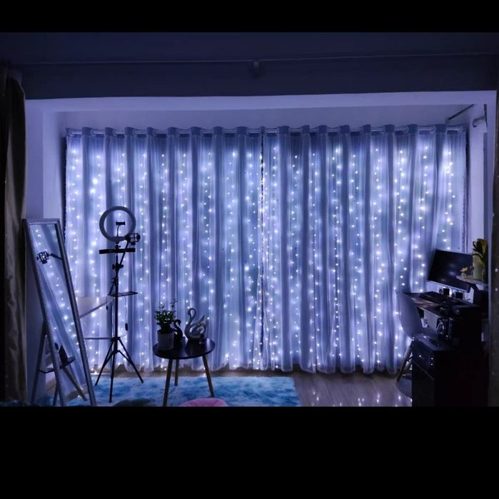 Гірлянда штора 3*3роса , юсб тепла, біла, герлянда