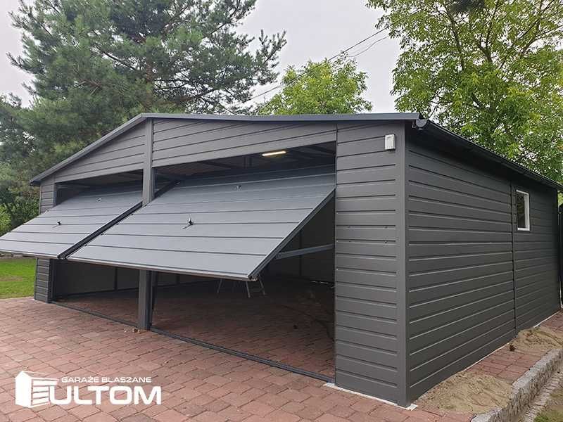 Garaż blaszany akrylowy drewnopodobny dwustanowiskowy
