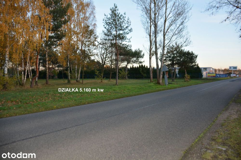 Działka 5160 m kw przezn. pod zabudowę handlowo - usługowo - prod.