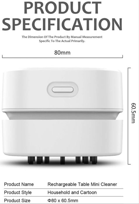 Mini Aspirador de Mesa ODISTAR Branco com Carregador Sem Fios Novo