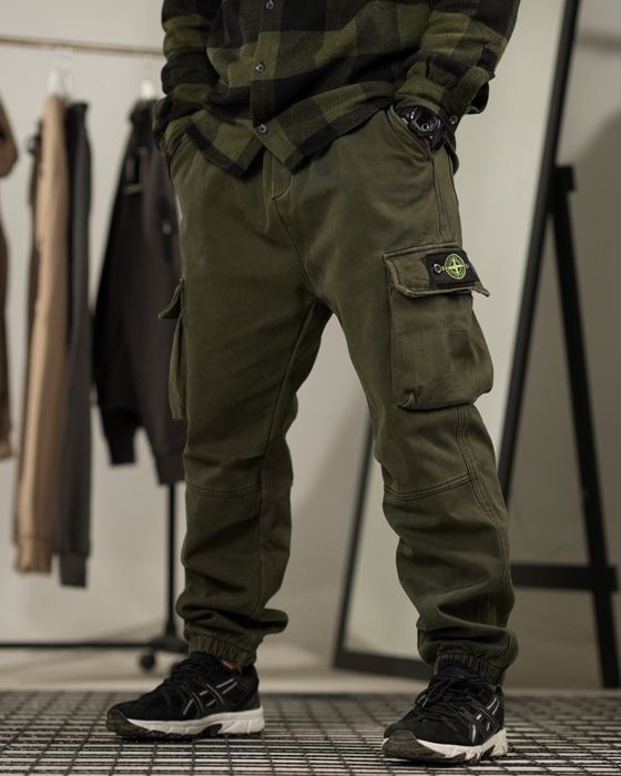 Зимові штани джогери stone oliva чоловічі олива міські стон штани