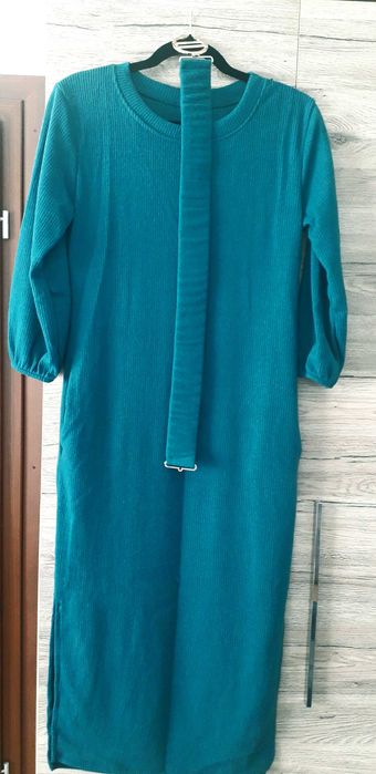 Sukienka zielona długa z paskiem S M L  nowa