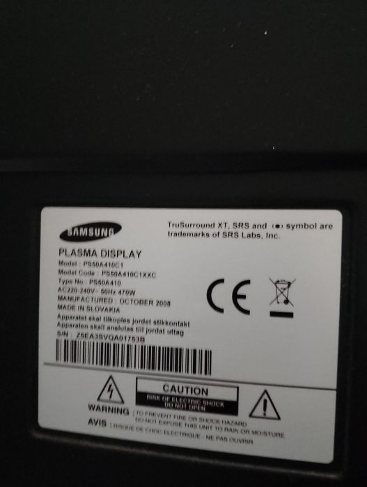 TV Samsung PS50A410C1XXC telewizor