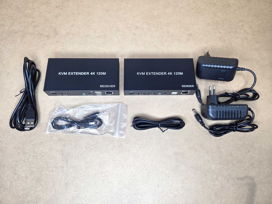 AKTYWNY Extender KVM 4K 120m Ethernet RJ45 HDMI USB Audio Zestaw
