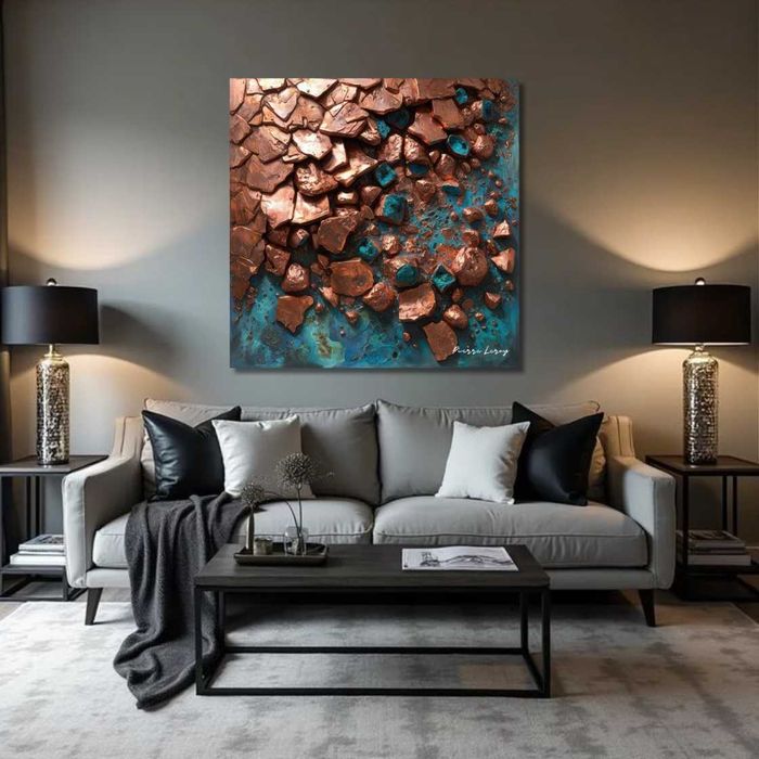 "Miedziana Fantazja" z kolekcji Pierre Leroy - 100cm x 100cm