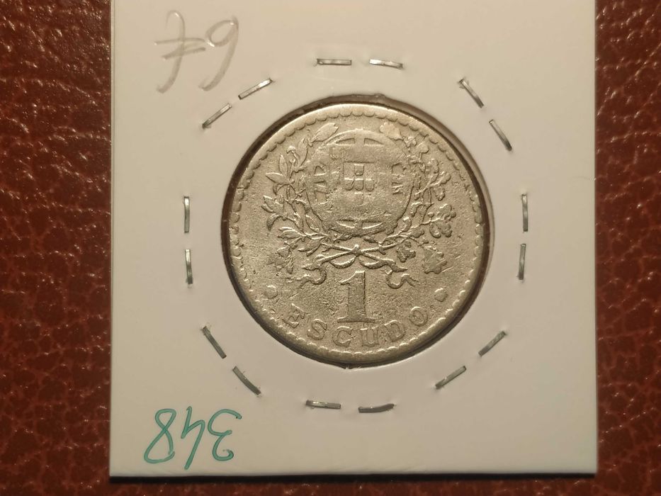 348 Portugal - moeda de 1 escudo de 1944 (em alpaca)
