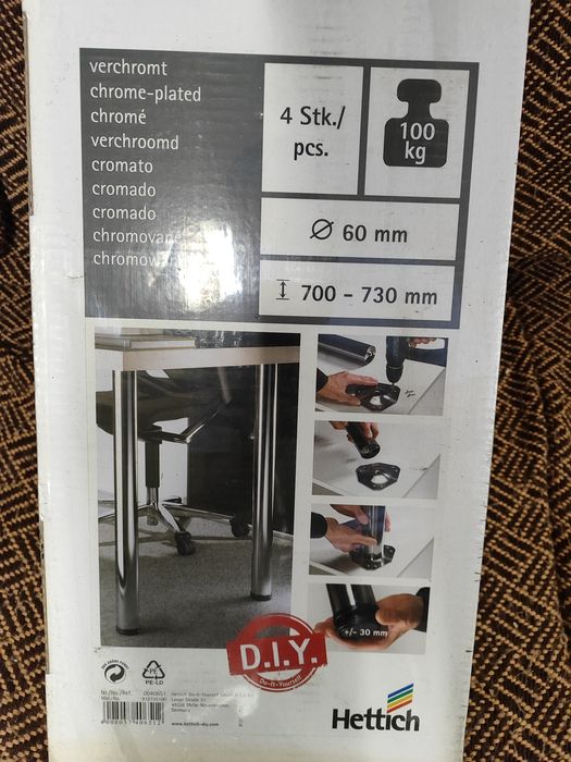 Hettich nogi do mebli sr.6 cm, wys.70-73 cm chrom