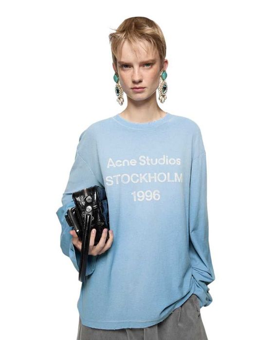 Лонгслів Acne Studios Stamp Logo Long Sleeve Deep Blue \ Olive Green \ Chocolate Brown \ Candy Pink \ Dusty White \ Faded Black