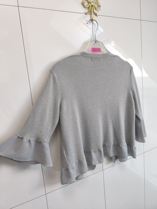 Marks & Spencer kardigan z falbankami szary L 40 – wiskoza