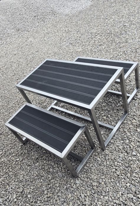 Komplet mebli ogrodowy stal nierdzewna inox