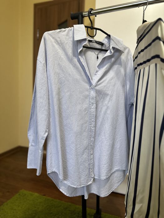 Сорочка в клітинку Zara сатинова рубашка Zara біла сорочка Zara