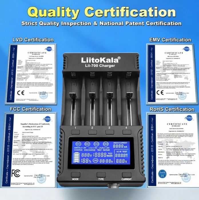 Розумний зарядний пристрій Liitokala Lii 700