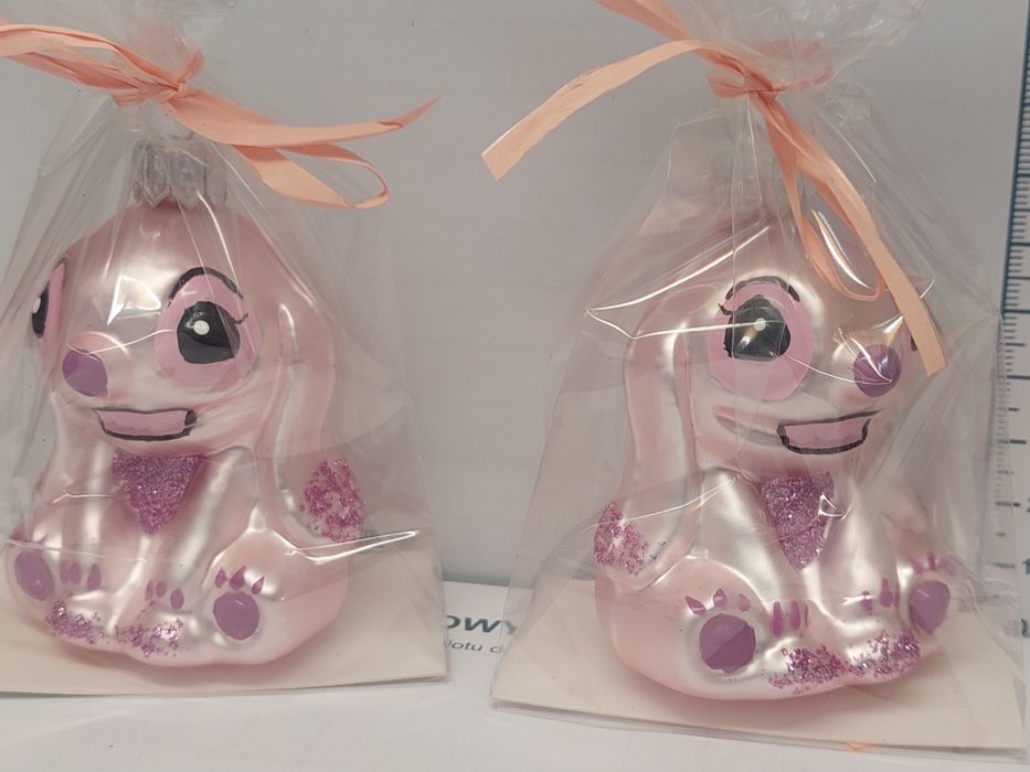 Polskie szklane bombki rękdzieło różowy stitch angel U TIGERA 4