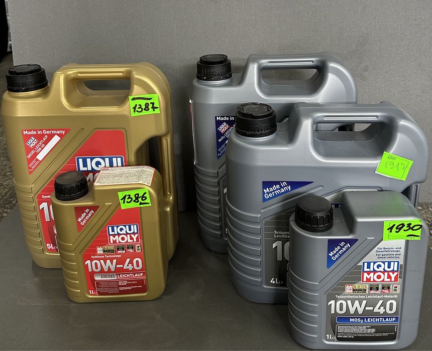 Масло 10w40/Liqui Moly 10w40 5L Diesel -2046грн/10w40 5л MoS2 -1665грн
