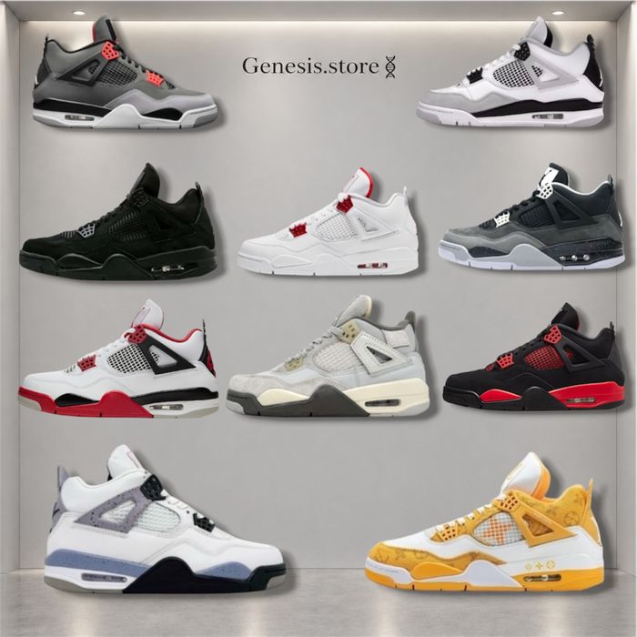 Nike air jordan 4 retro р36-45 Black,white,grey,purple