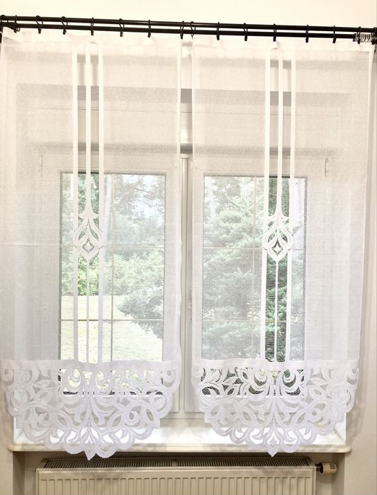 Eleganckie białe firanki 2 panele firanka komplet 2x75x160
