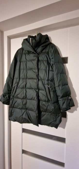 Kurtka parka puchowa puch pierz Zara zielony khaki zima