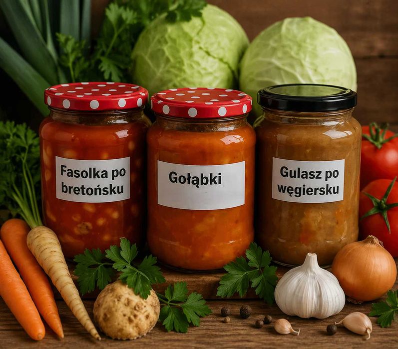 Zestaw 10 szt. obiady domowe wekowane w słoikach to dania obiadowe z wysyłką w słoikach 0,9 l, wygodne na każdy dzień tygodnia