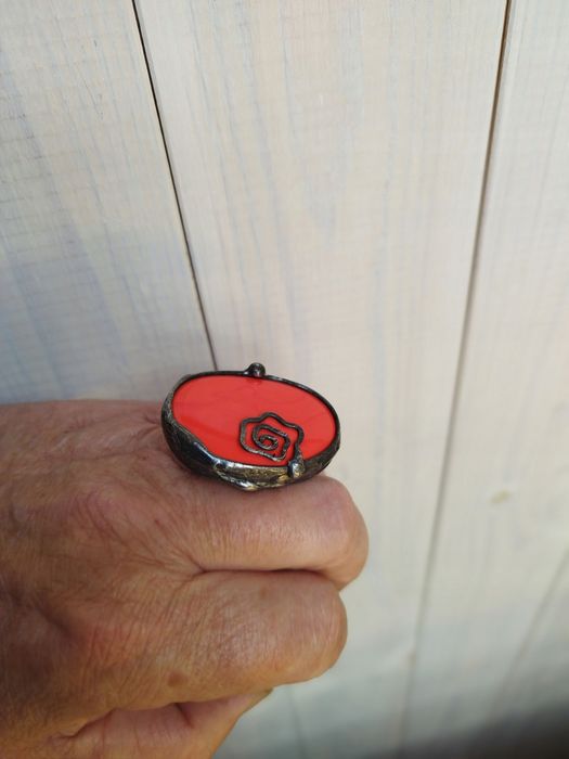 Orange - ceramiczny regulowany pierścionek witrażowy uniwersalny